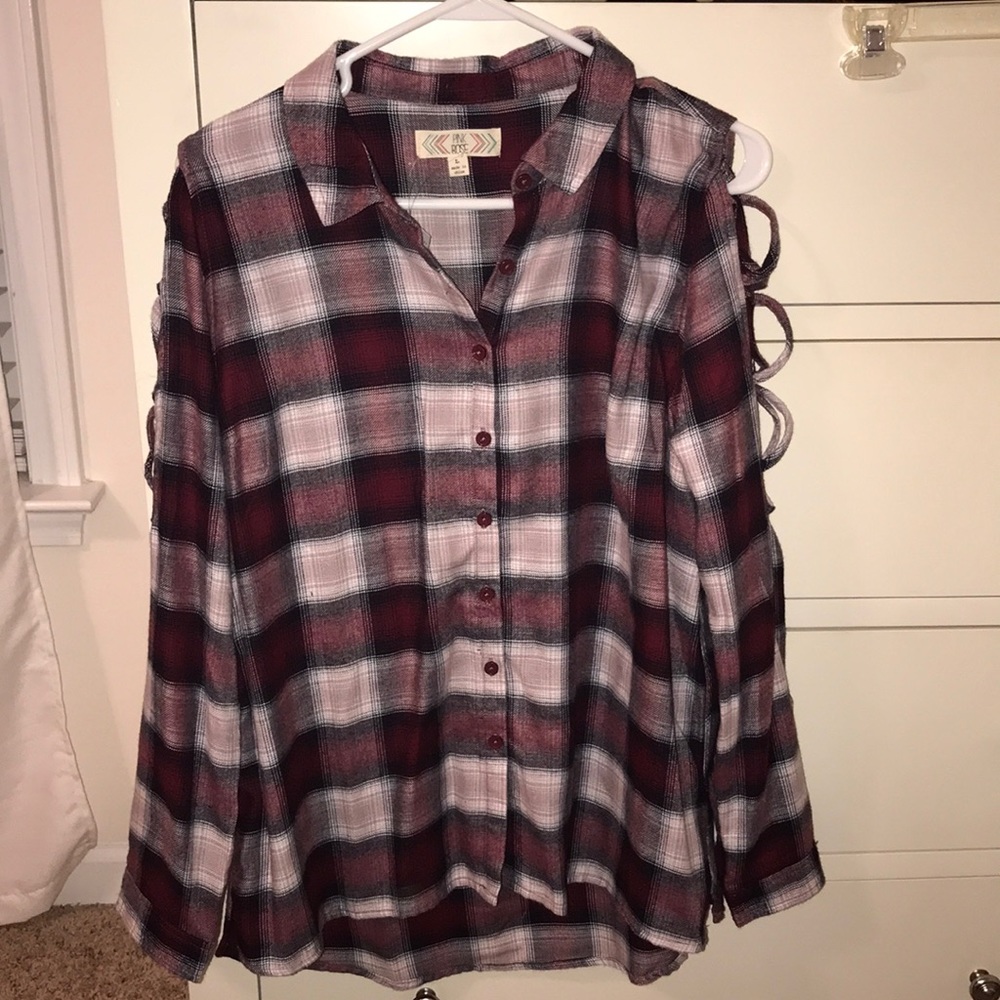 Cold shoulder flannel